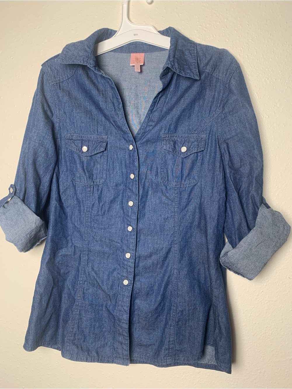 Forever 21 Blue Denim Button-Up Blouse